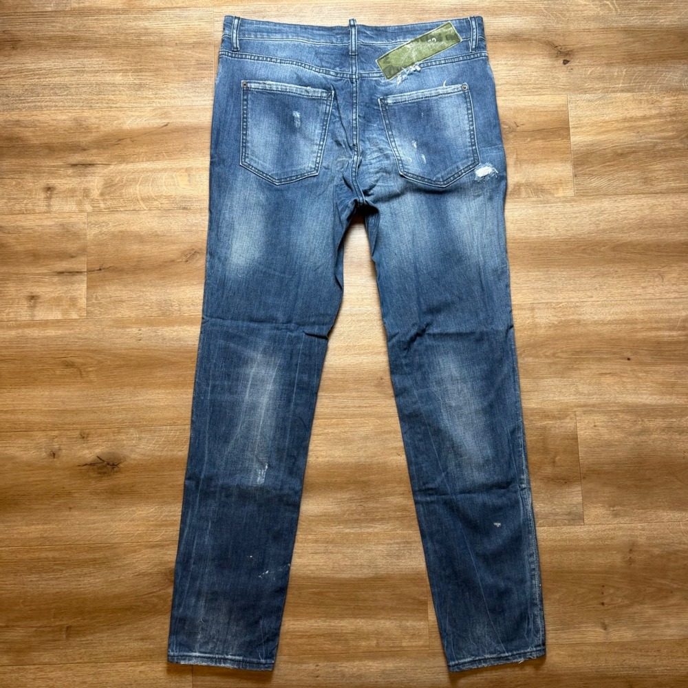 Dsquared2 Cool Guy Jeans Mens 54 Blue Distressed Paint Splatter Made in Italy - Picture 2 of 14